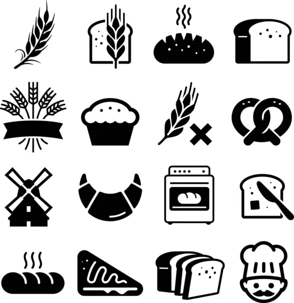 Bäckerei Und Brotvektorsymbole — Stockvektor