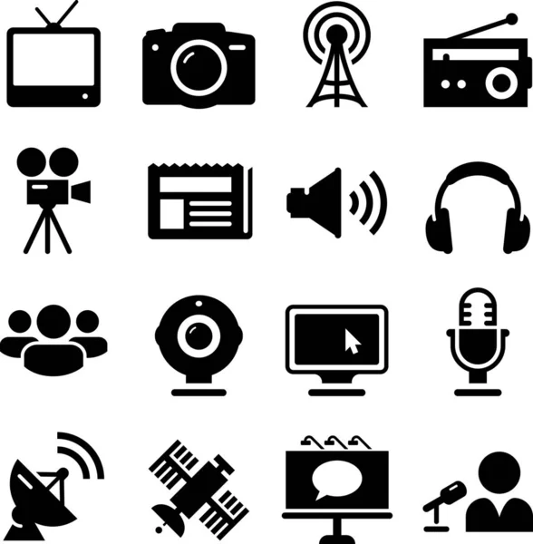 Internet Télévision Journaux Icônes Radio — Image vectorielle