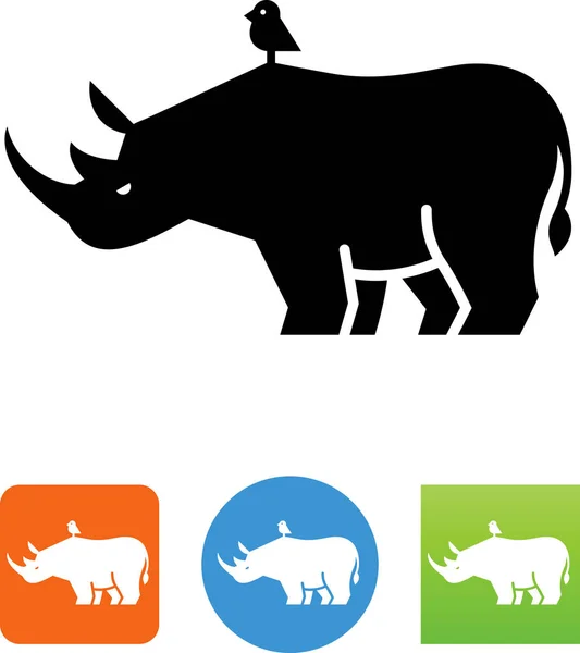 Rhino Avec Une Icône Vectorielle Oiseau — Image vectorielle