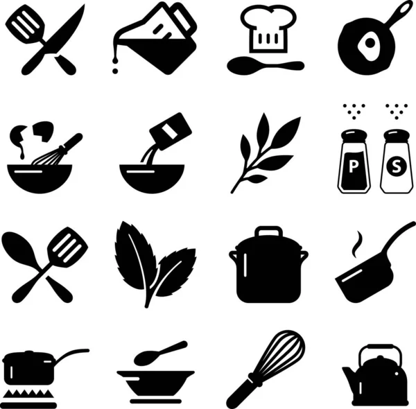 Koken Keuken Vector Iconen — Stockvector