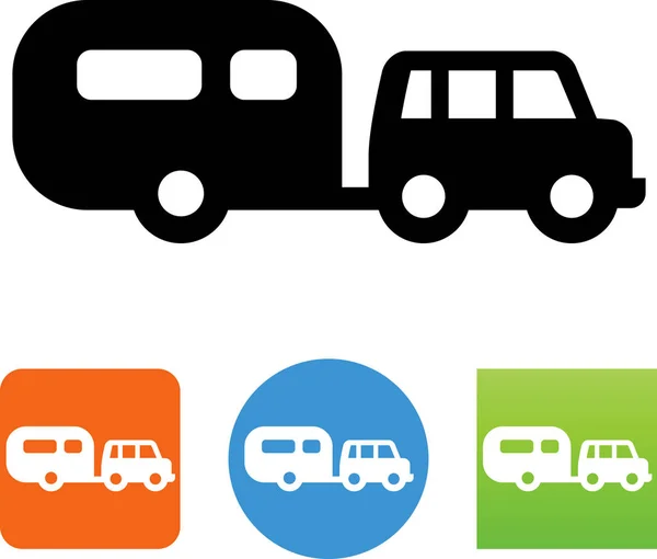 Suv Met Camper Pictogram — Stockvector