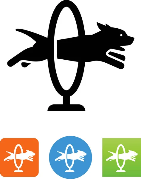 Dog Jumping Hoop Vector Icon — Stock Vector