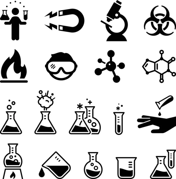 Iconos Vectoriales Laboratorio Químico Científico — Vector de stock