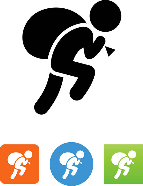 Person carrying a sack on his back vector icon