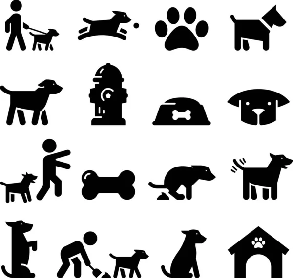 Perros Iconos Vectores Cachorro — Vector de stock