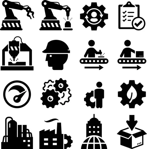 Manufacturing Plant Factory Vector Icons — Stock Vector