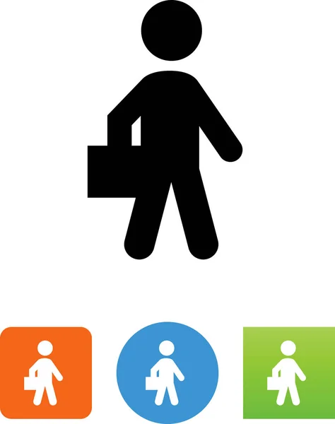 Persona Caminando Con Icono Del Vector Maletín — Vector de stock