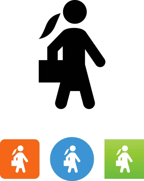 Vrouw Lopen Met Vector Pictogram Werkmap — Stockvector