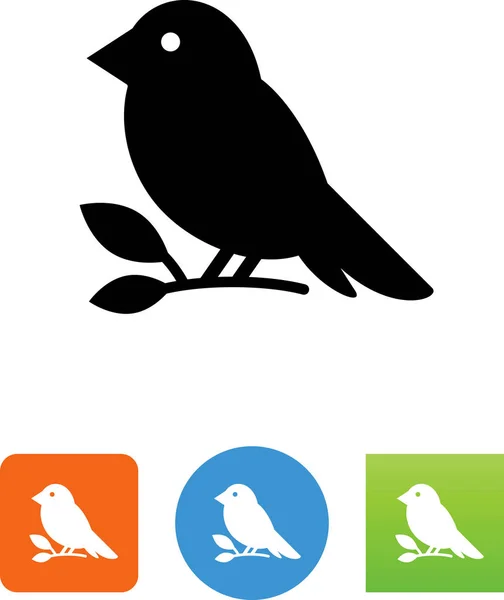 Ptak Siedzący Ikonę Oddział — Wektor stockowy