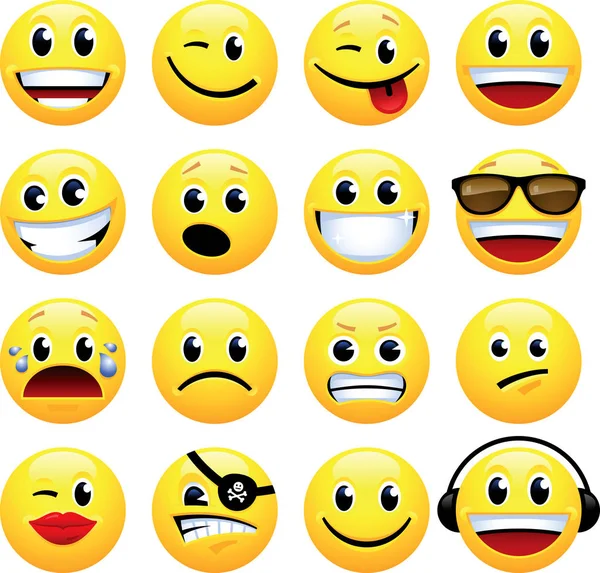 Jeu Icônes Vectorielles Smileys — Image vectorielle