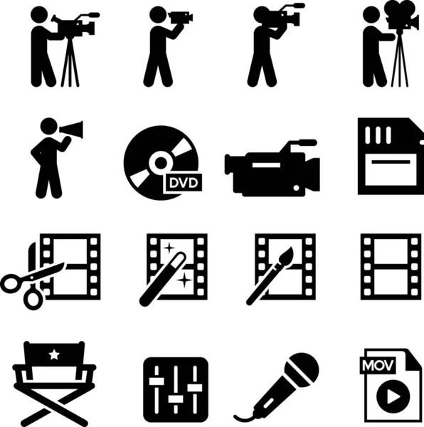 Векторные Иконки Кинопроизводства Кинопроизводства — стоковый вектор