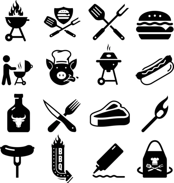 Bbq Grillen Und Tailgating Vektor Symbole — Stockvektor