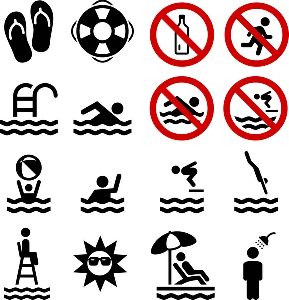 Yüzme havuzu ve dalış vektör Icon set