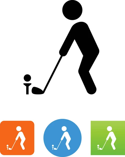 开球矢量图标上的高尔夫球手 — 图库矢量图片