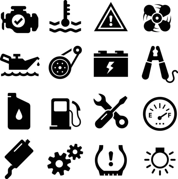 Car Engine Parts Vector Icons — Stock Vector