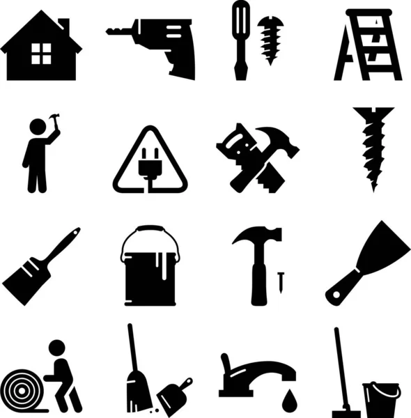 Home Remodeling Redecorating Vector Icons — Stock Vector