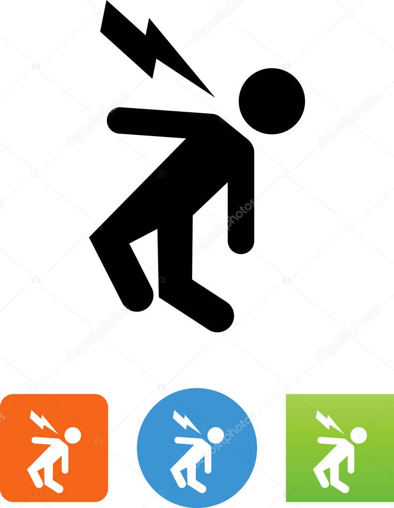 Person being injured by electricity symbol. Vector icons for video, mobile apps, Web sites and print projects