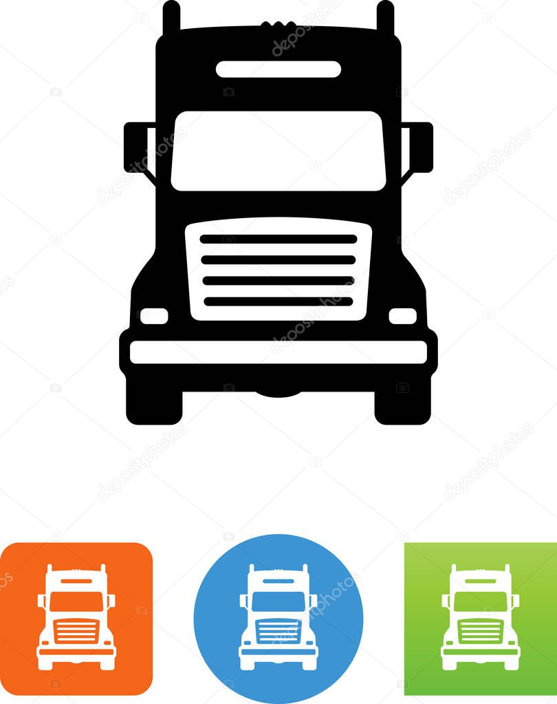 Semi truck front view vector icon