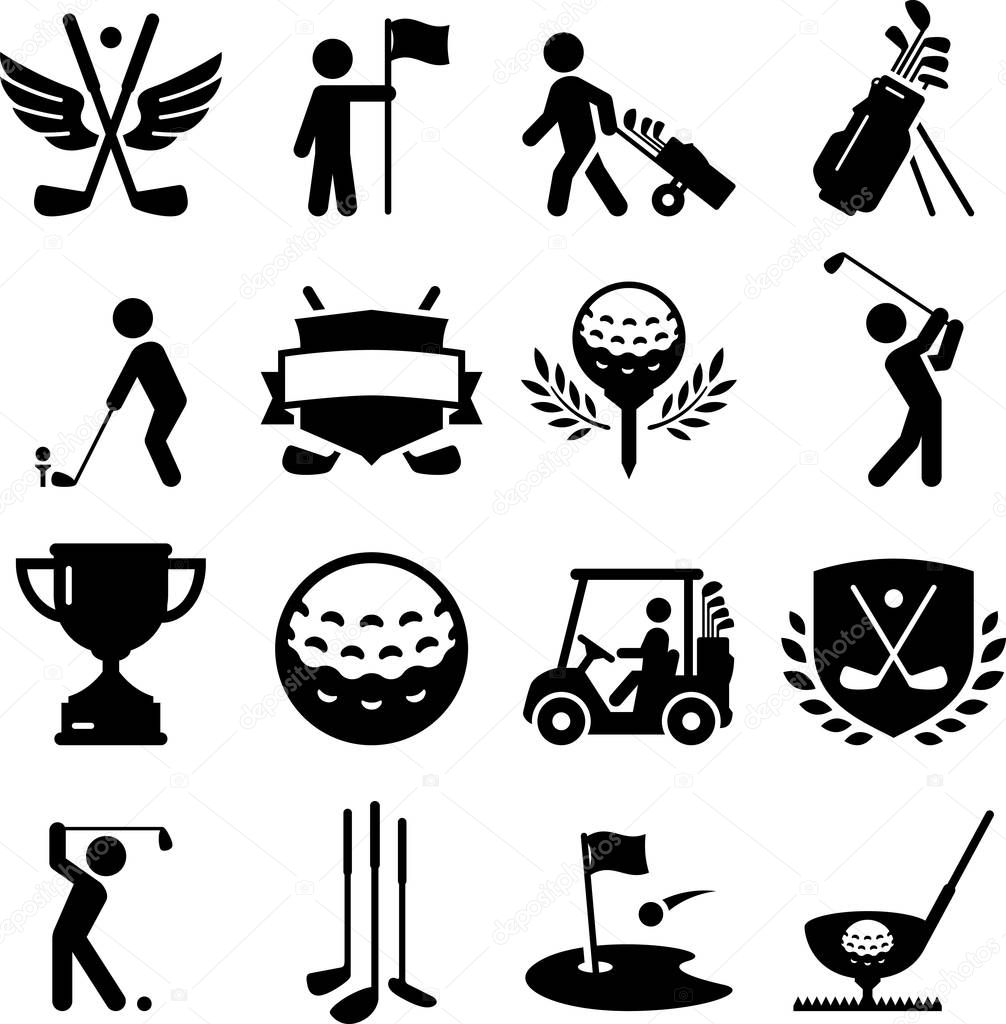 Golf course vector icons