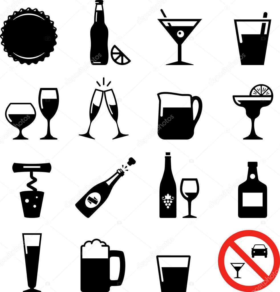 Drinks and beverages vector icons