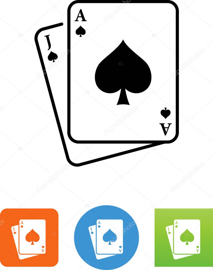 Ace and Jack playing cards vector icon