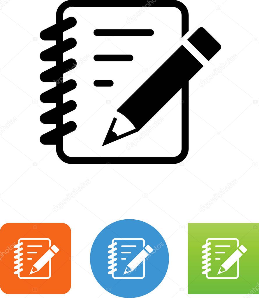 Pad of paper with pencil vector icon