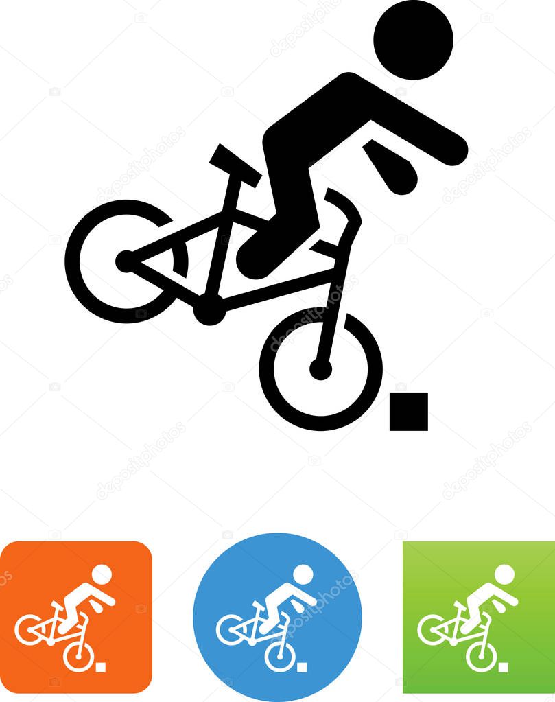 Person falling off a bicycle vector icon