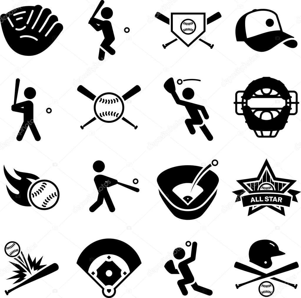 Baseball and softball vector icons