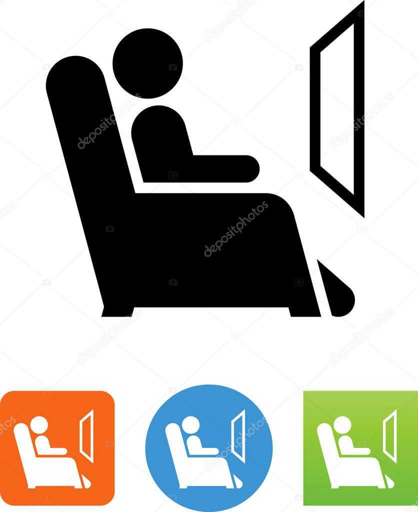 Reclining chair with TV vector icon