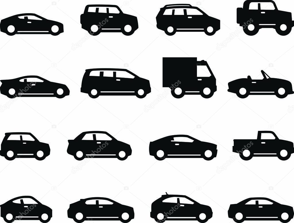 Cars and trucks vector icons