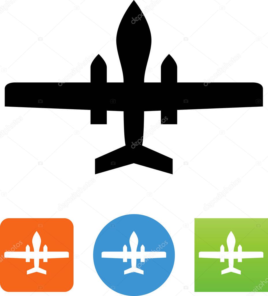 Military drone unmanned aircraft icon