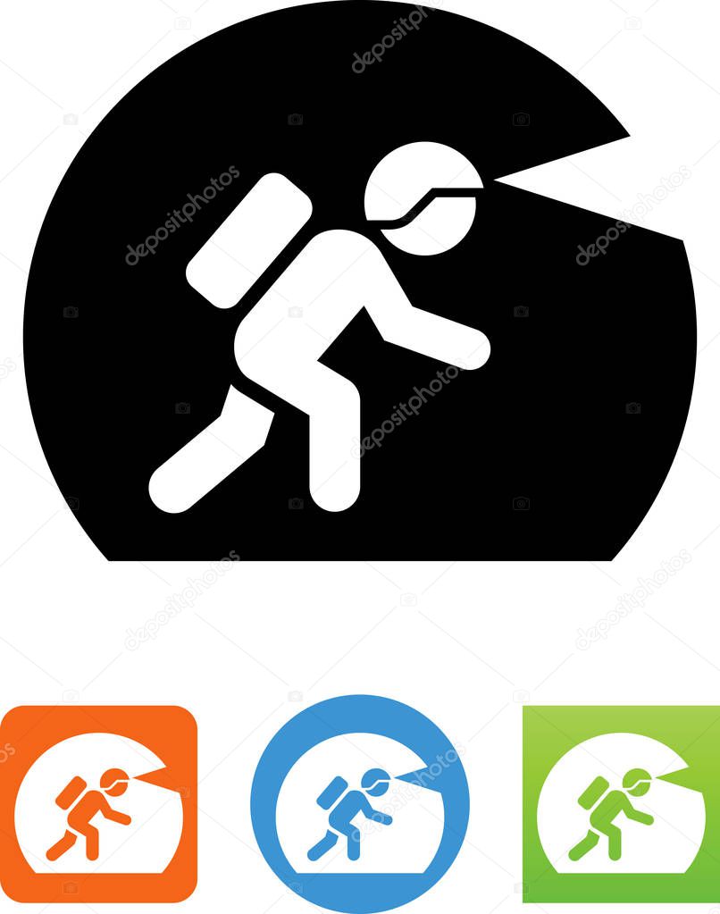 Person exploring a cave vector icon