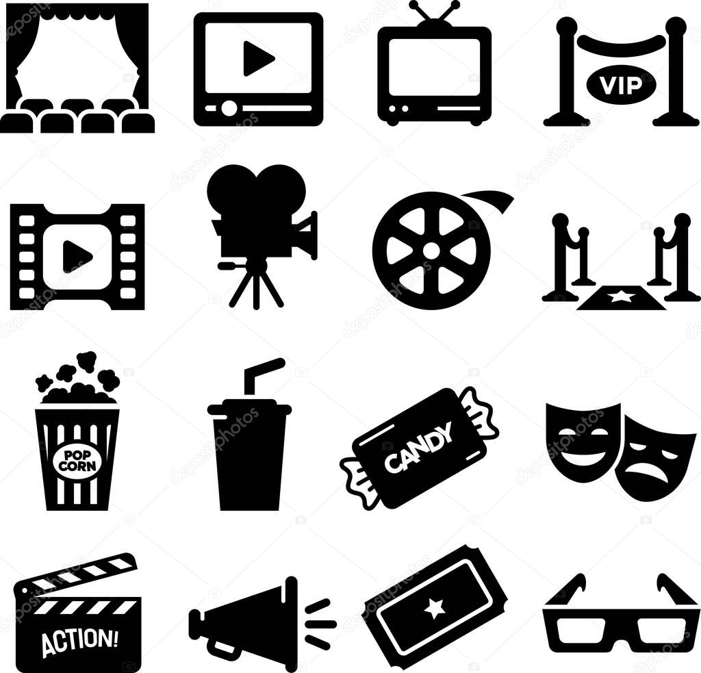 Movie, Film and Theater vector icons