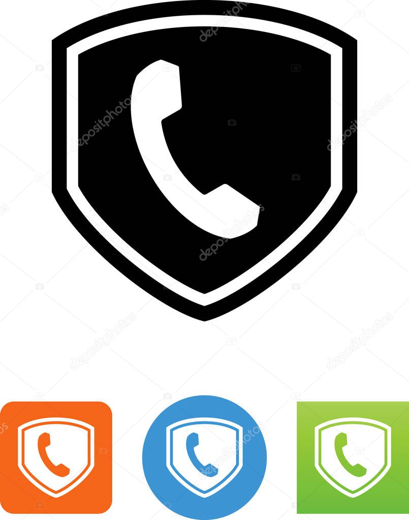 Telephone with a shield vector icon