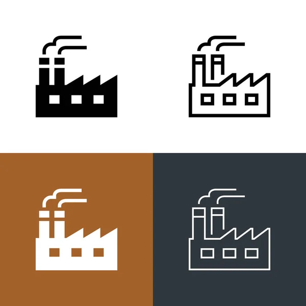 Fabrik Mühle Icon Set — Stockvektor