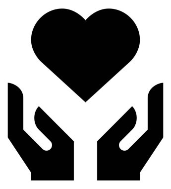 Kalp vektör simgesi holding eller
