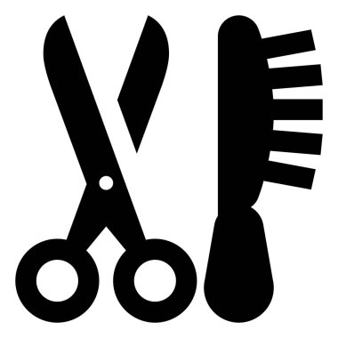 Saç kesimi saç fırça makas vektör simgesi