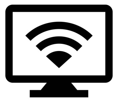 Desktop Computer WiFi Signal Vector Icon