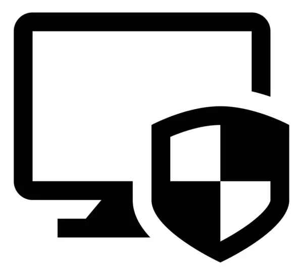Ordenador Sobremesa Escudo Seguridad Vector Icono — Archivo Imágenes Vectoriales