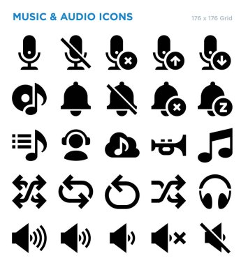 Music And Audio Vector Icon Set clipart