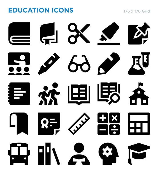 Educación Educación Vector Icono Set — Vector de stock