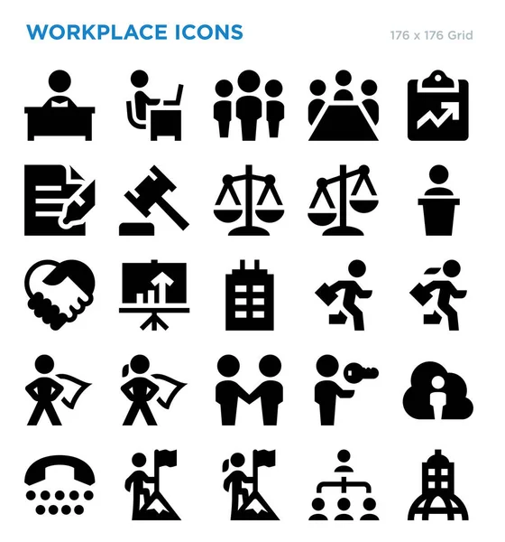 Lugar Trabajo Vector Icon Set — Vector de stock