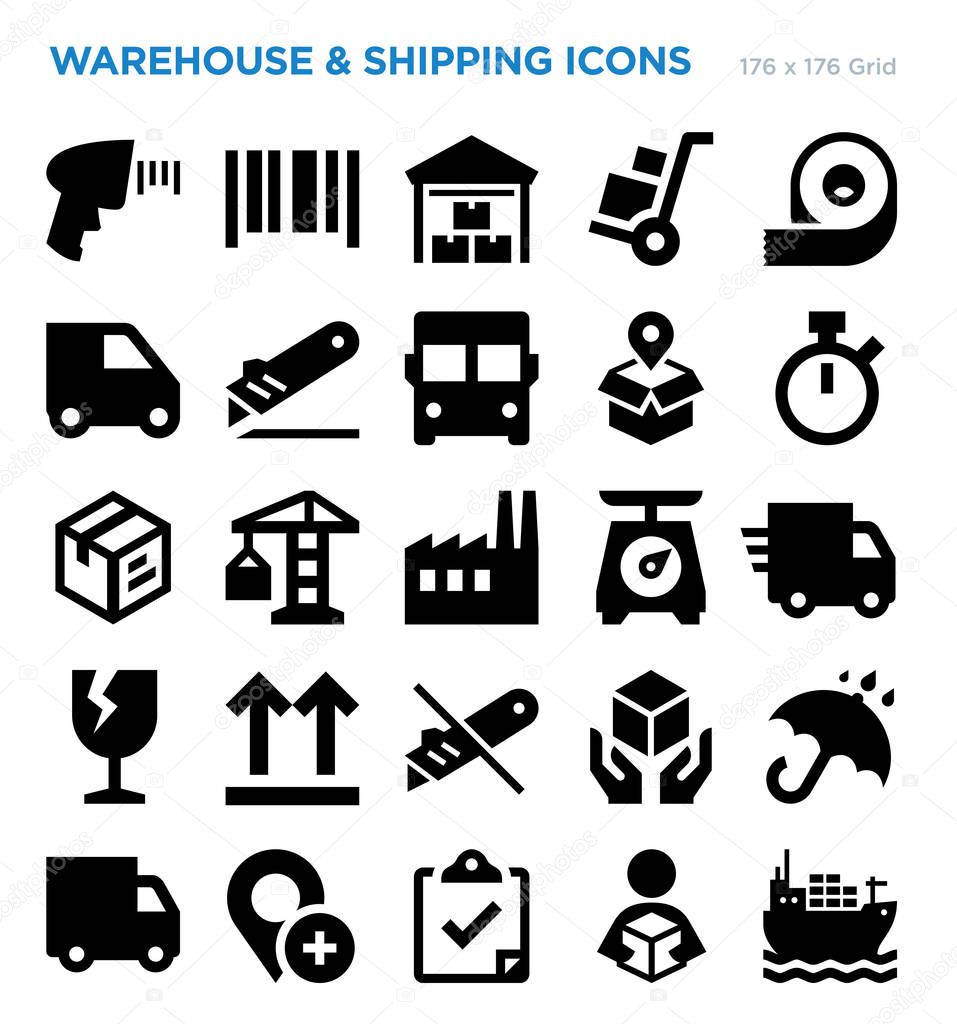 Warehouse And Shipping Vector Icon Set