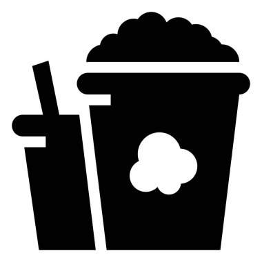 Popcorn ve Içecek vektör simgesi kova