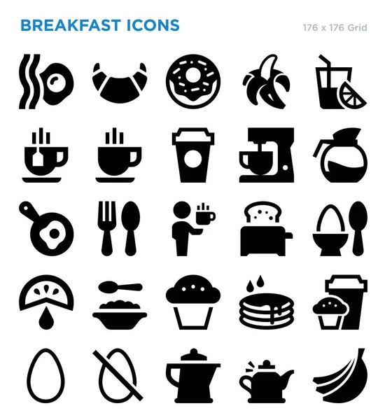 Набор векторных икон для завтрака Векторная Графика