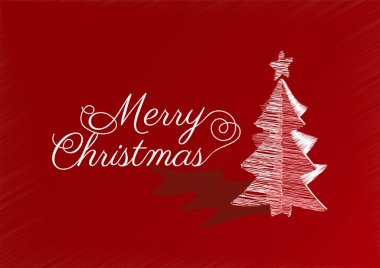 Elle çizilmiş vektör çizim neşeli Noel ağacı