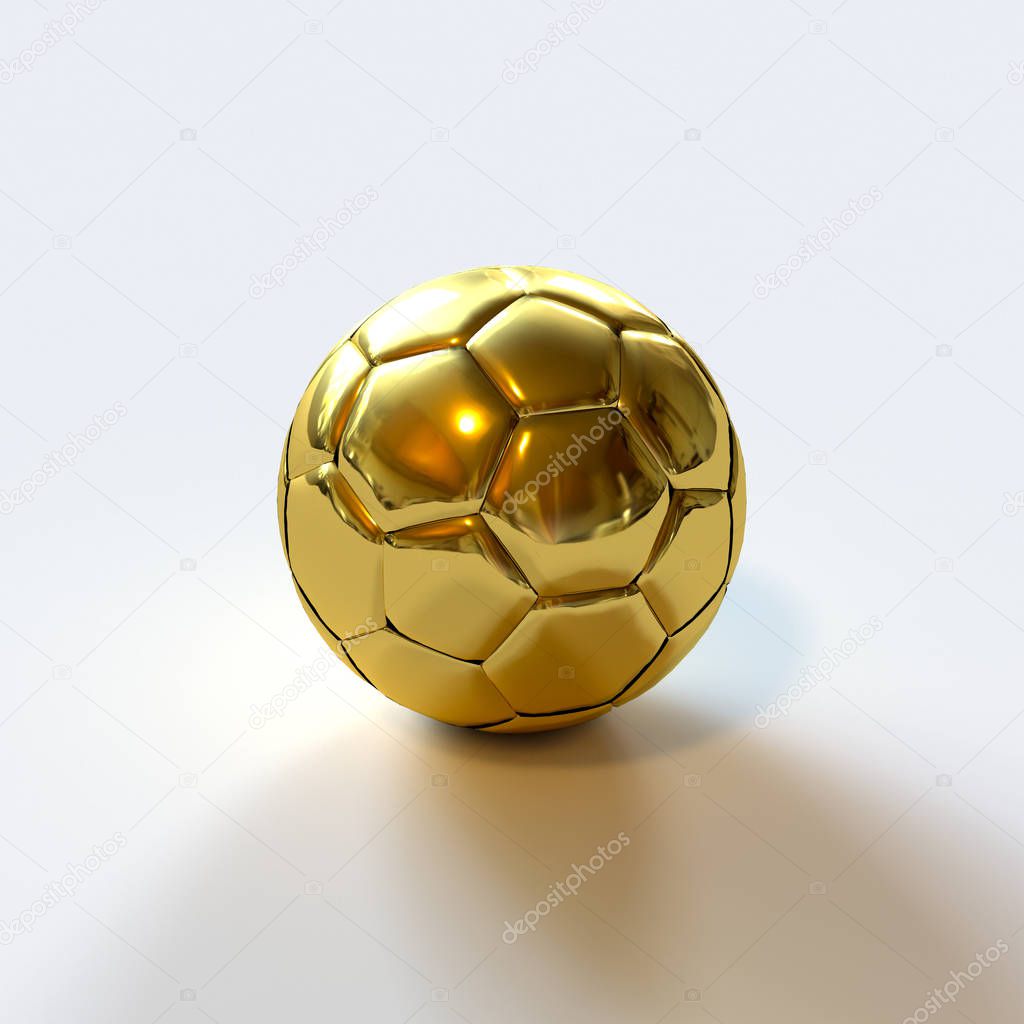 gold soccer / european football ball on white background