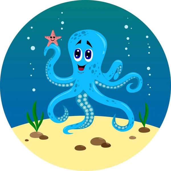 Onderwaterwereld Van Octopus Vis Vector — Stockvector