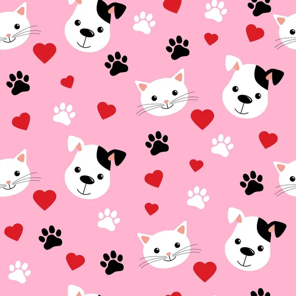 Şirin kedi ve köpek Evcil hayvan dostluk ya da duvar kağıdı tasarımı için gösterilen çizgi film kediler ve köpekler seamless modeli
