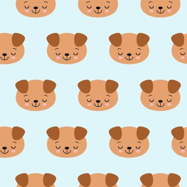 Sevimli uyuyan köpekler ile Seamless modeli. Vektör hayvan arka plan. Sevimli köpek yavrusu ile seamless modeli